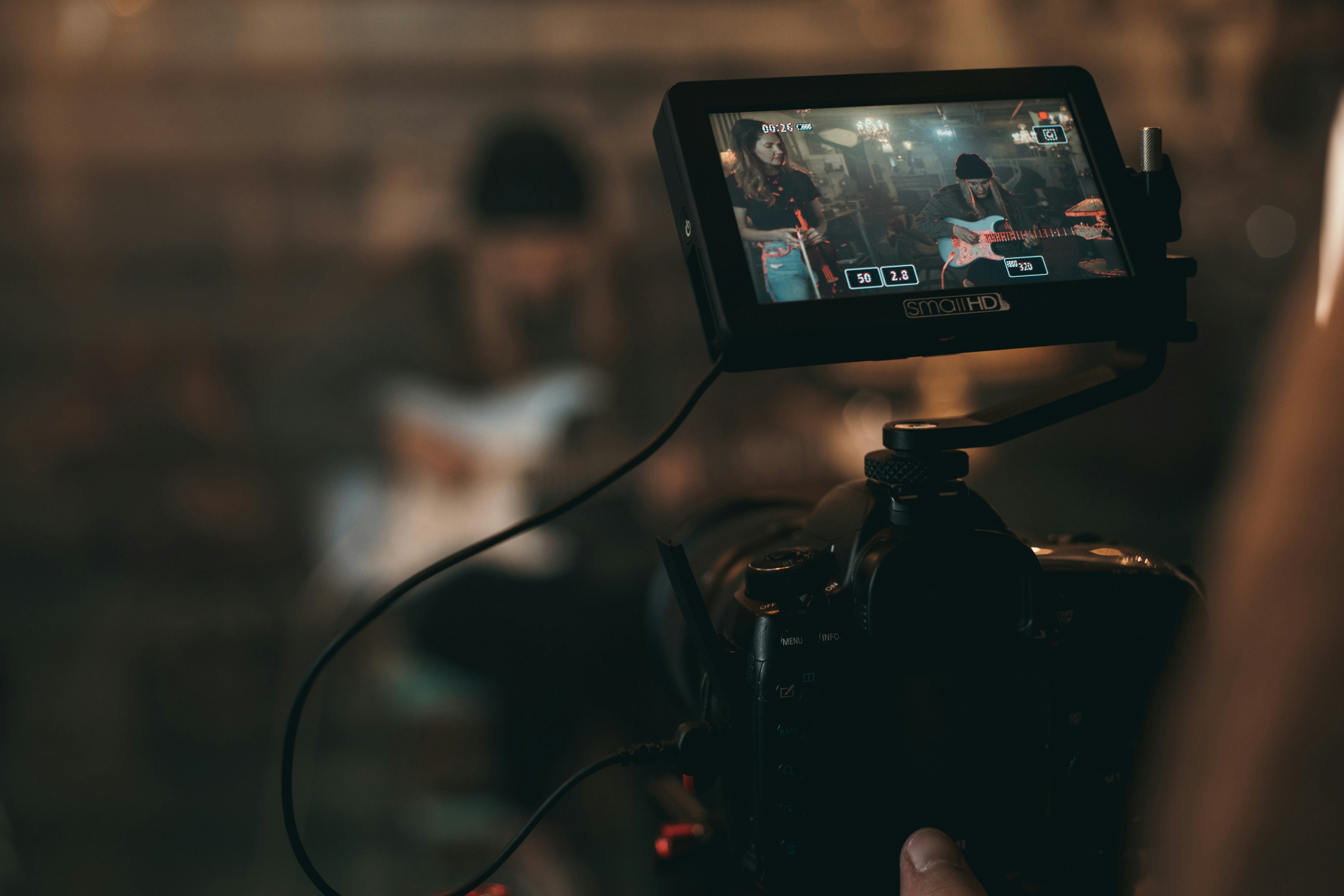 Filming a guitarist at a live session