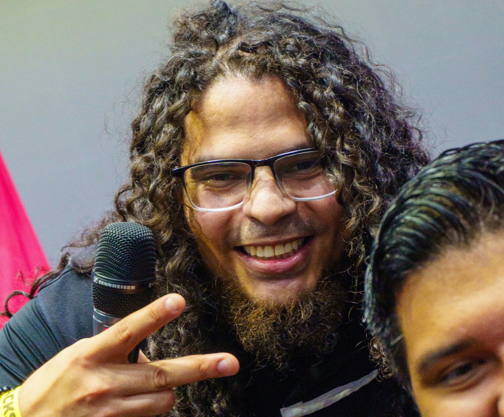 Artist with microphone at a live session